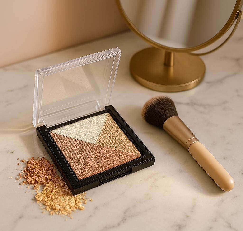 4-in-1 Shimmer Highlighter Palette for Face & nack | Radiant Glow Finish | Suitable for All Skin Types
